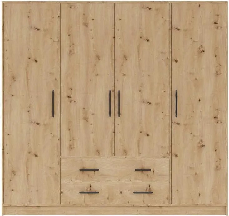 Šatník Smart 200 cm, dub sonoma / biela, zrkadlo