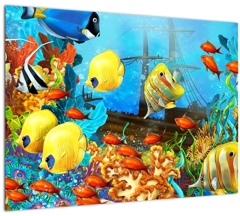 Sklenený obraz - Farebný koralový útes (70x50 cm)