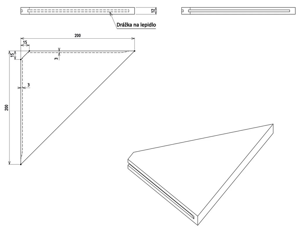 SAPHO AE200-0101 Abeline rohová polica rockstone 20 x 20 cm, biela mat