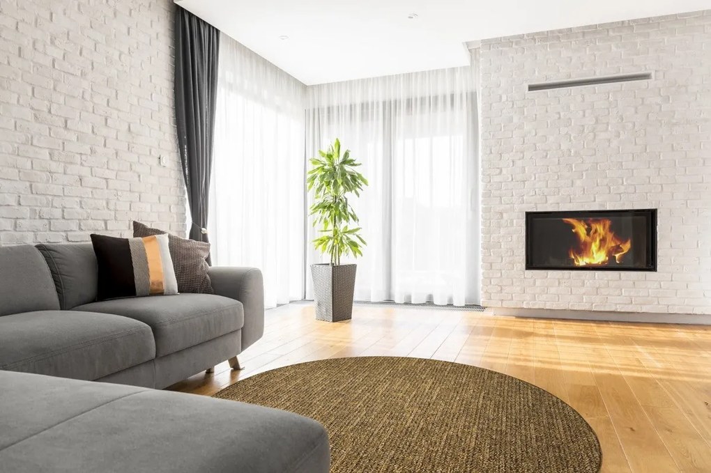 Kusový koberec Alassio zlatohnedý okrúhly, 250x250 (priemer) kruh, hnedá, chodba / predsieň, Vopi