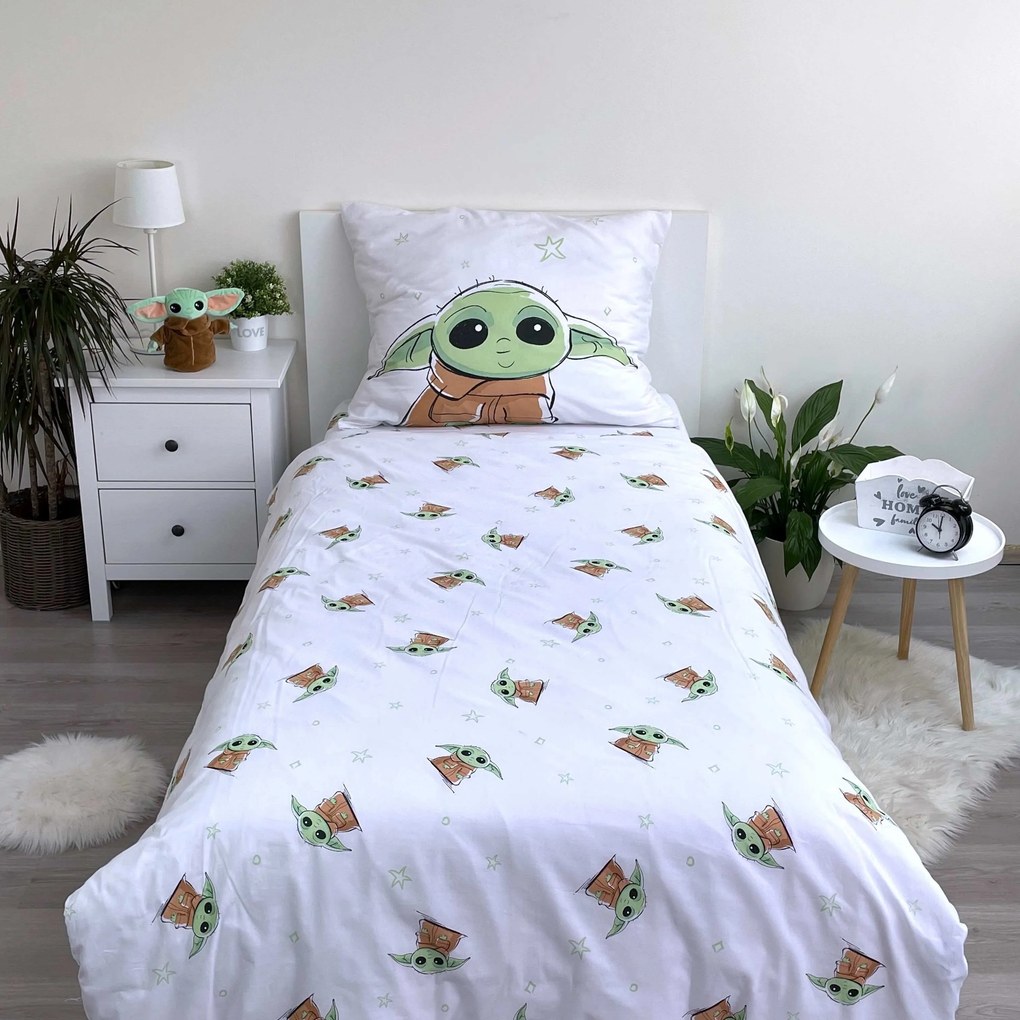 Jerry Fabrics Bavlnené obliečky 140x200 + 70x90 cm - Star Wars "Baby Yoda"