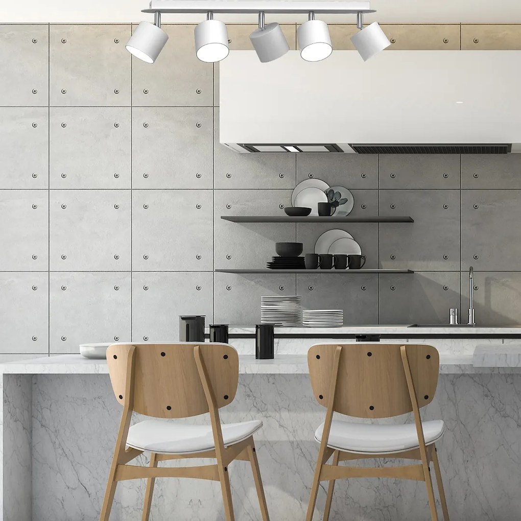 Bodové svietidlo Dixie, 5x biele kovové tienidlo, w/ch