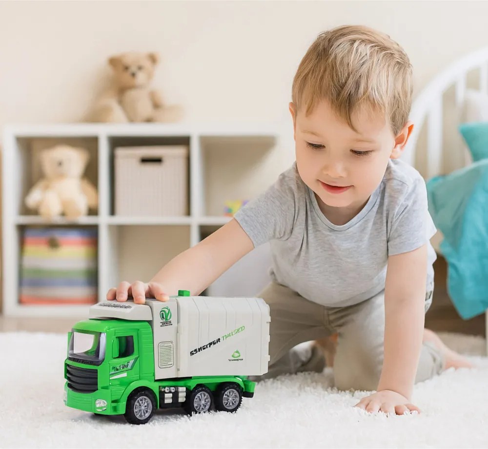 LEAN Toys Svetlá mestského smetiarskeho auta znejú zelenou farbou