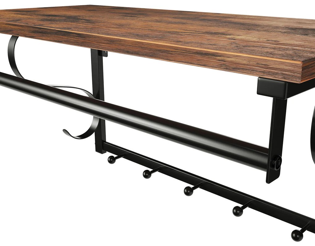 Vešiak na stenu HENRY, 60x30x32cm, čierna/hnedá Vasagle