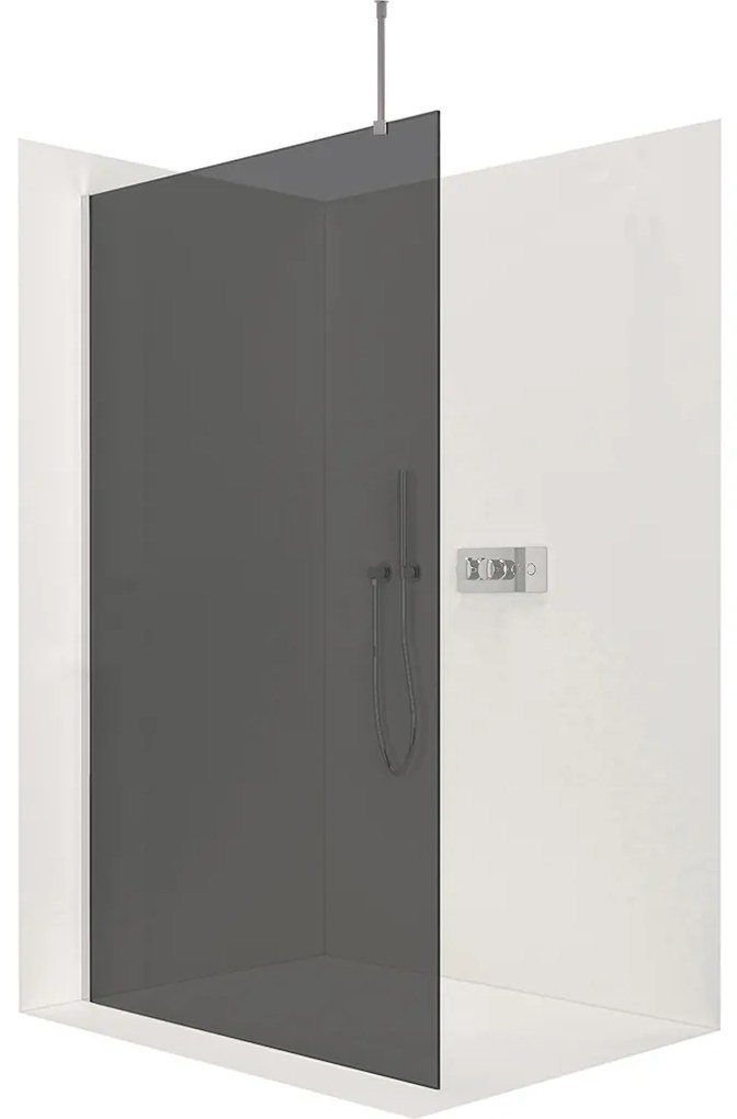 CERANO - Sprchová zástena Walk-in Onyx Top L/P - guľatá vzpera - chróm, grafitové sklo - 150x200 cm, CER-CER-8050BD1422
