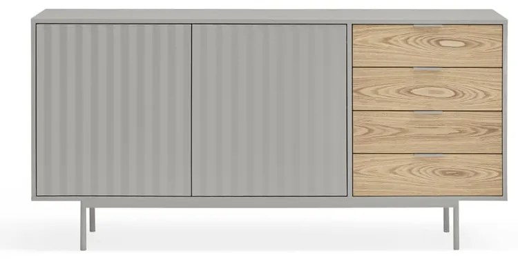 Nízka komoda v dekore duba v sivo-prírodnej farbe 159x80 cm Sierra – Teulat