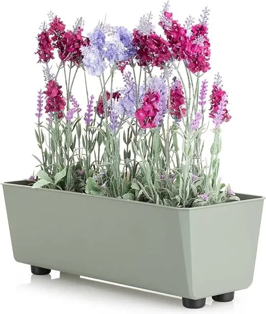 Truhlík s nožičkami Salvia 37,5x17 cm sivo-zelený
