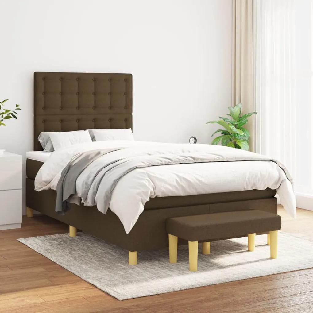 Boxspring posteľ s matracom tmavohnedá 120x200 cm látka 3137464