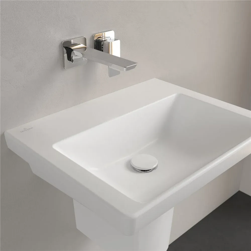 VILLEROY & BOCH Subway 3.0 závesné umývadlo bez otvoru, bez prepadu, 550 x 440 mm, Stone White, s povrchom CeramicPlus, 4A7058RW
