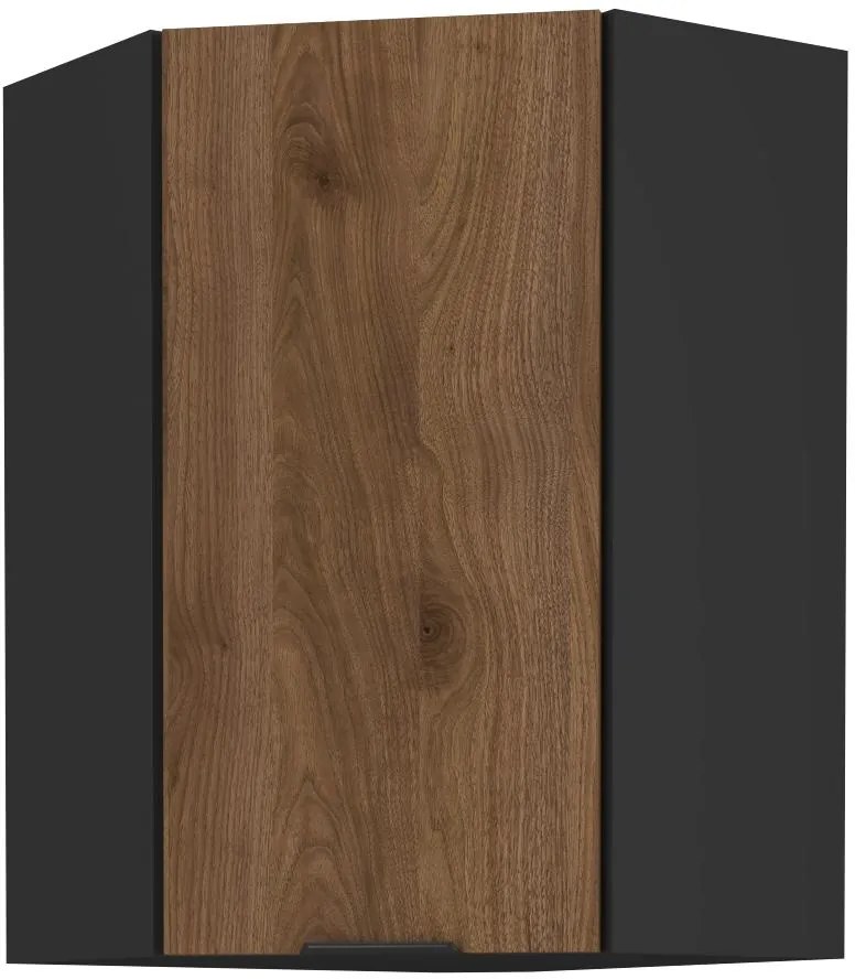 Horná rohová kuchynská skrinka Manana 60x60 GN 90 1F 45 (korpus: čierna matná + front: orech okapi). Vlastná spoľahlivá doprava až k Vám domov. 1134970