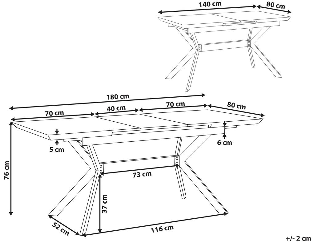 Rozkladací jedálenský stôl 140/180 x 80 cm sivá/čierna BENSON Beliani