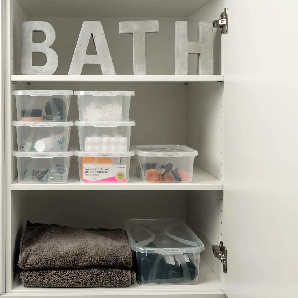 Sada 4 kusov úložných boxov, s vekom, Rotho LONA, 36x27x13 SADA (4 x 10l)