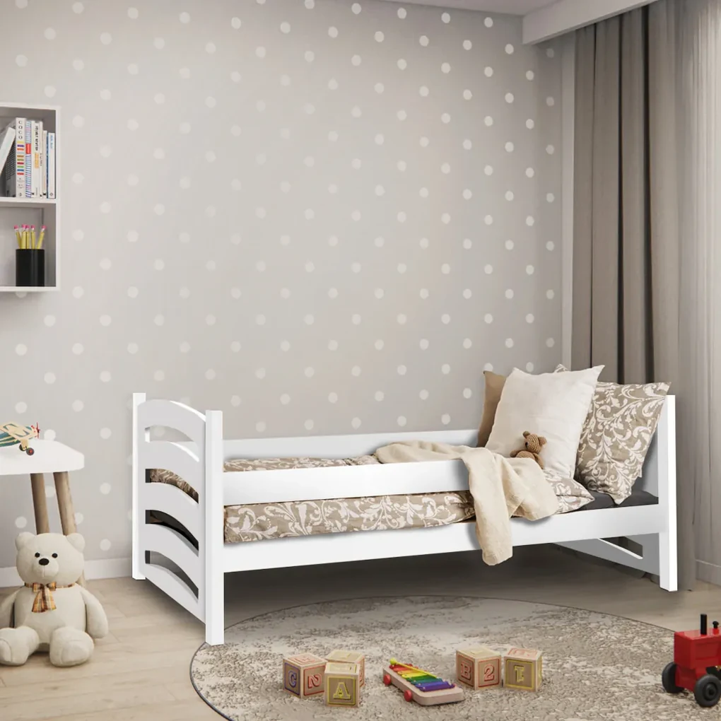 Detská posteľ MELA 80 x 160 cm, biela Rošt: S lamelovým roštom, Matrac: Matrac EASYSOFT 8 cm