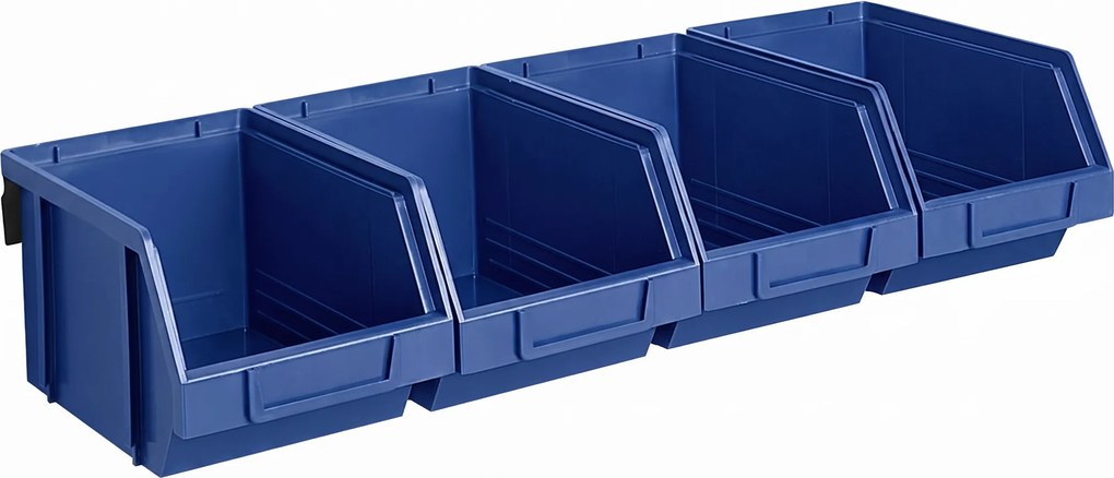 Oceľové lišty s plastovými boxmi, 4x box 146 x 237 x 124 mm