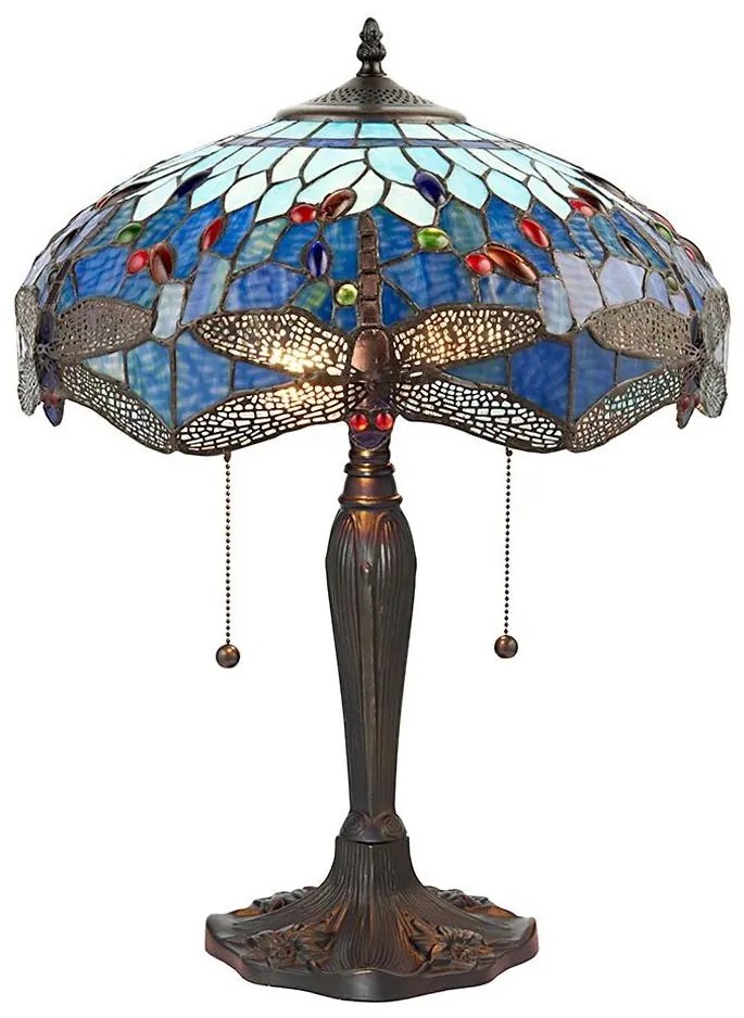Endon 64089 - Stolná lampa Tiffany DRAGONFLY 2xE27/60W/230V priemer 41 cm