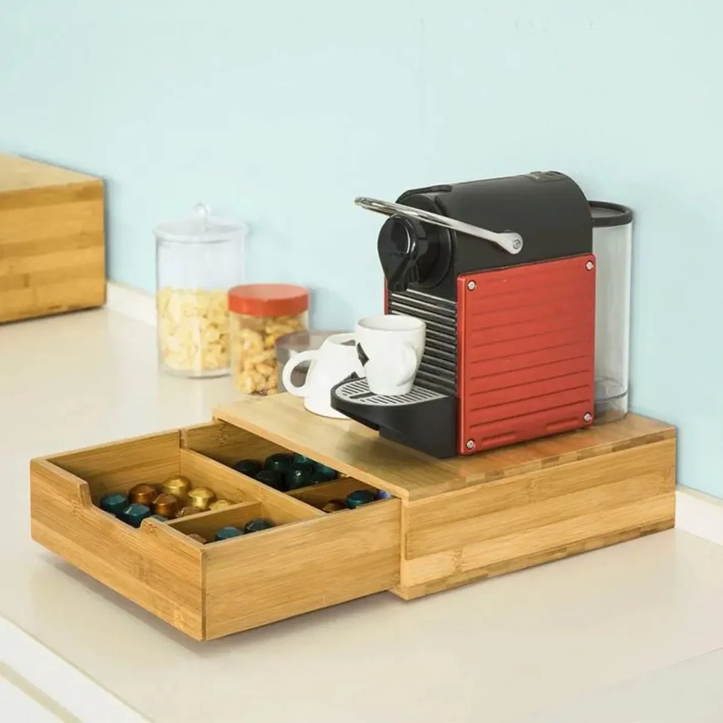 Kesper Stojan na kávovar, kanvicu, podstavec pod monitor so zásuvkou – bambusový