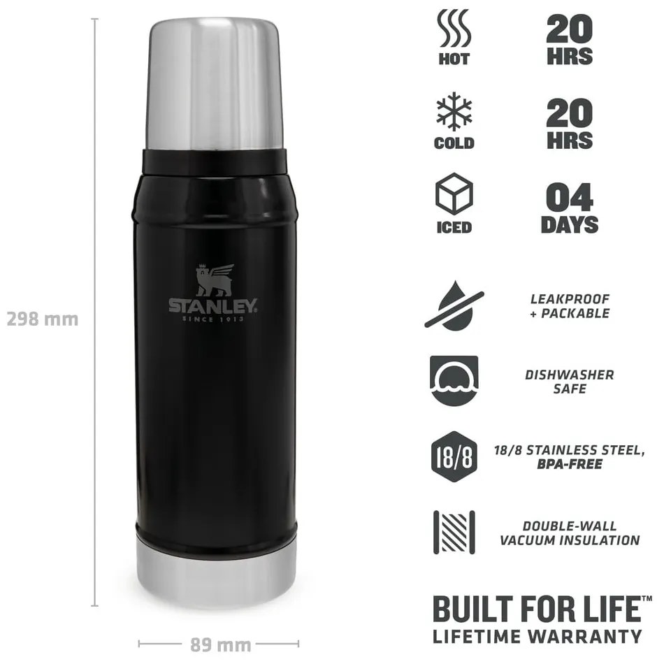 Čierna termoska s hrnčekom 750 ml – Stanley