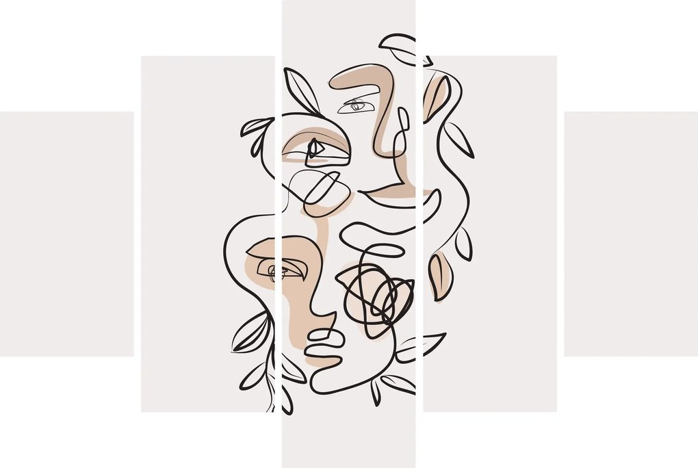 Obraz - Line art tváre (150x105 cm)