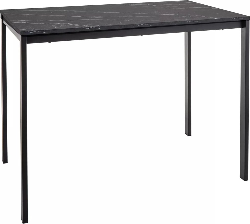 AKCIA Čierny jedálenský stôl RAMOD 100x60 cm, mramorový dekor II. akosť