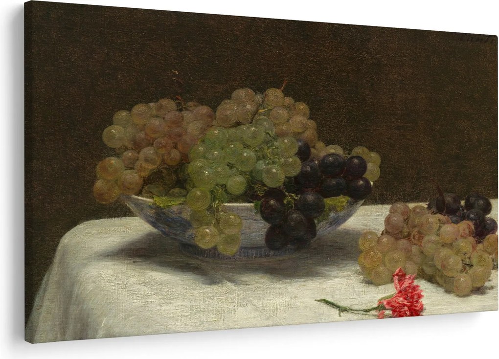 Obraz - Henri Fantin-Latour, Still Life with Grapes and a Carnation, reprodukcia (90x60 cm)