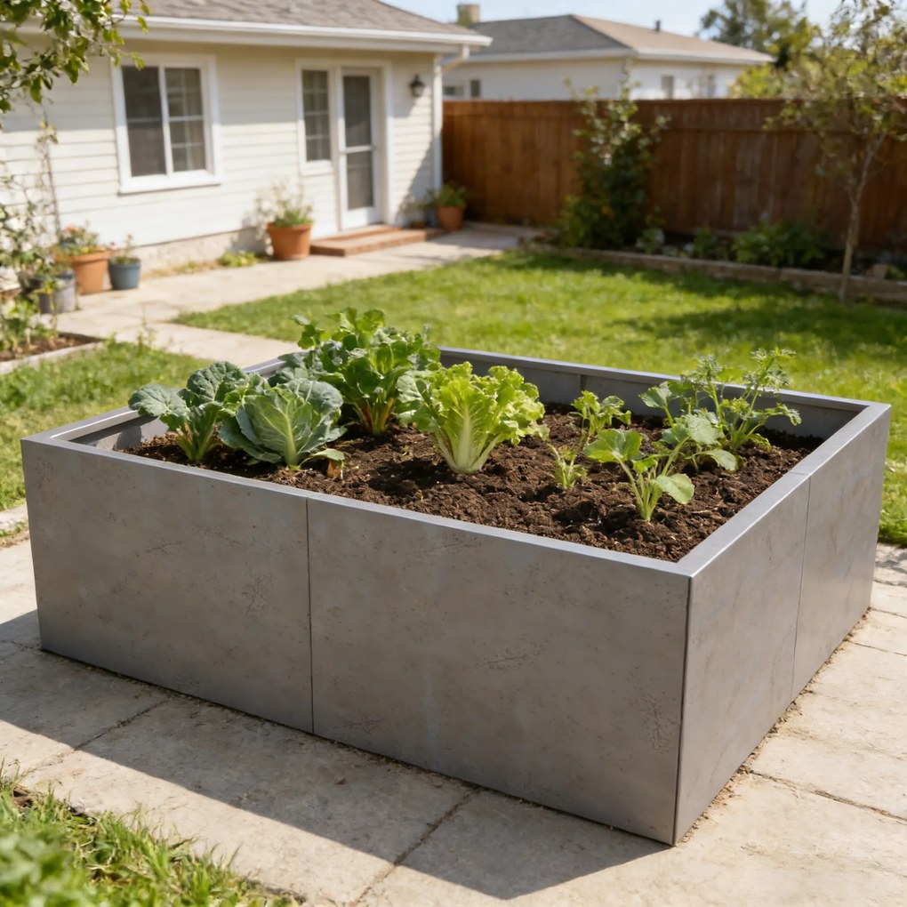 Vyvýšený cortenový záhradný záhon BestBerg BBGR-430CT / 430 l / 100 x 100 x 43 cm / corten