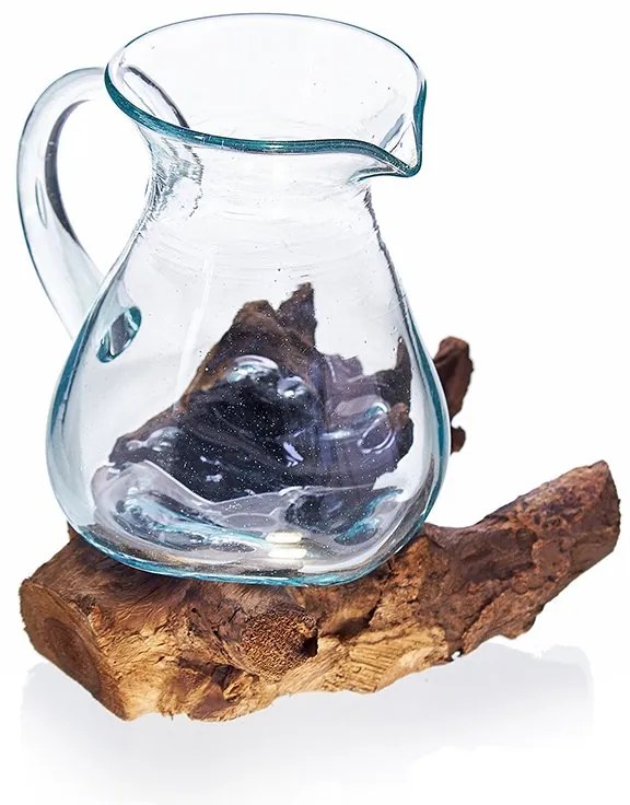 Roztavené sklo na dreve - Karafa