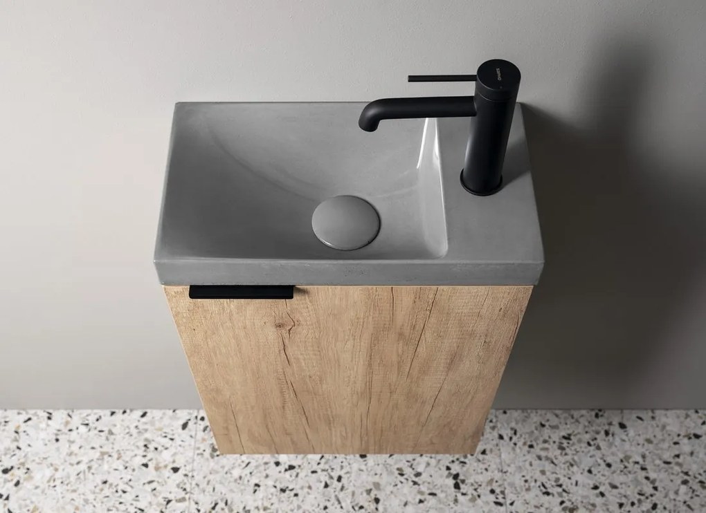 Sapho Sapho, AGOS betónové umývadlo 40x22cm, ľavé/pravé, šedá lesklá, AS40017