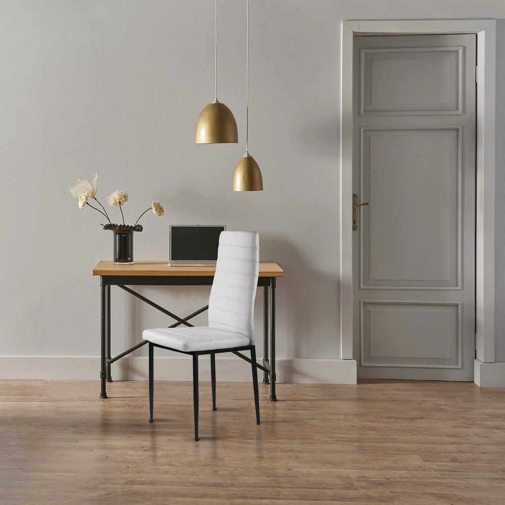 ModernHome Sada 4 stoličiek z ekokože, vysoké operadlo - biele