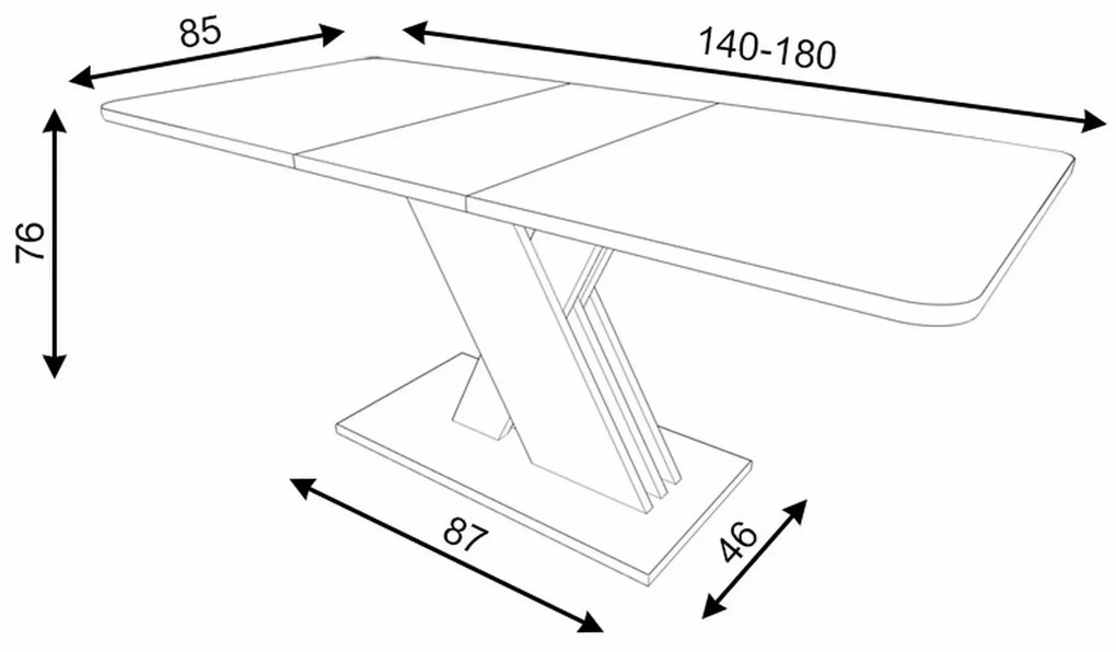 Rozkládací jídelní stůl Exel 140/180 cm dub artisan/antracit