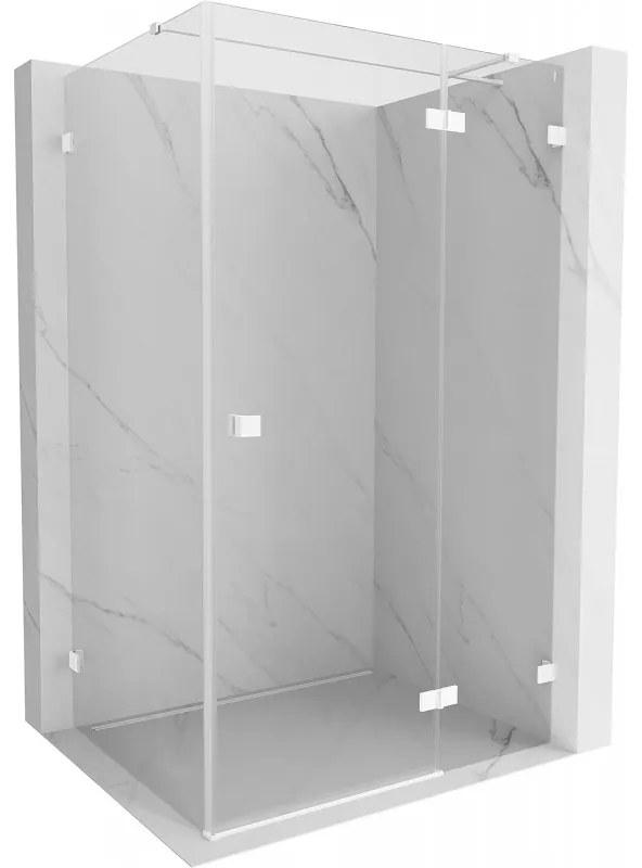 Mexen Lunar T, výklopný sprchový kút pravý 115 x 70 cm, 8mm číre sklo, biely profil, 834T-115-070-20-00-P