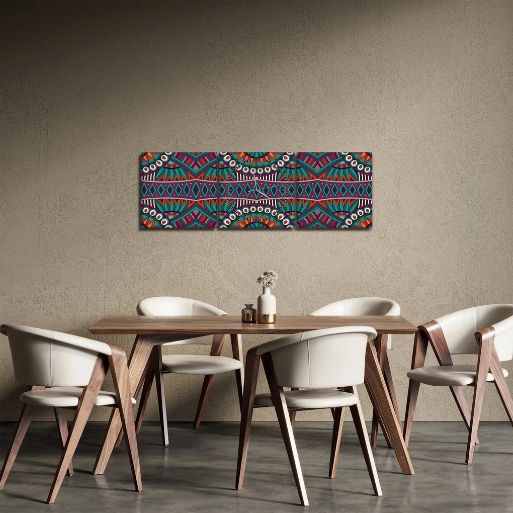 Obraz ornamentálne abstrakcie (s hodinami) (90x30 cm)
