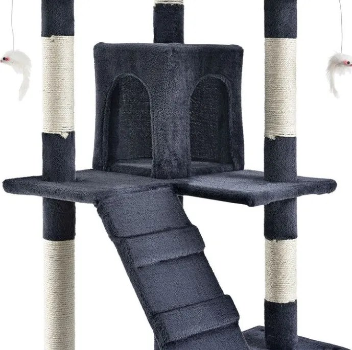 Mačacie škrabadlo 170 cm s pelieškami, domčekmi a stĺpikmi
