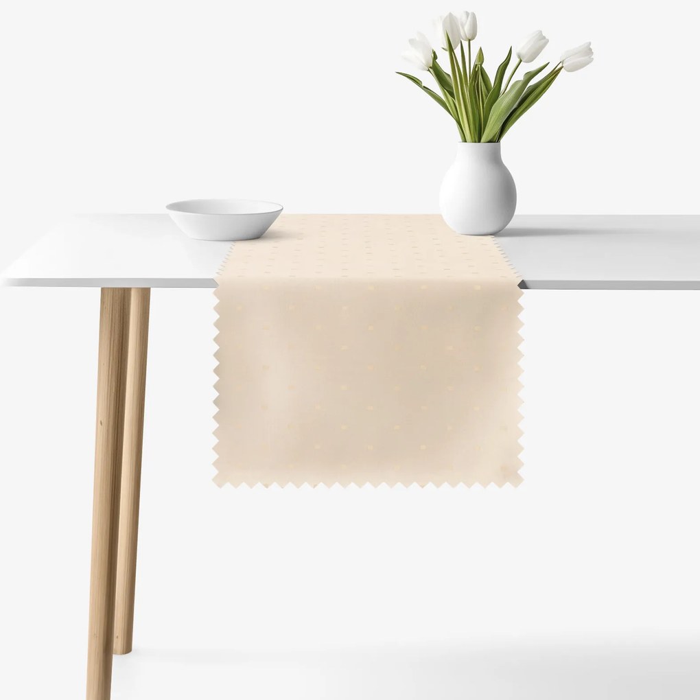 Goldea sviatočný behúň na stôl teflónový - šampaň s lesklými obdĺžnikmi 50x120 cm