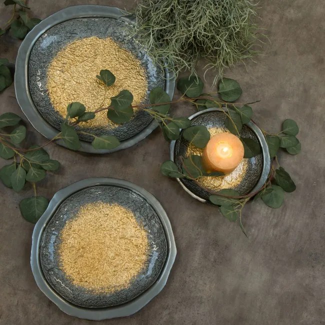 Dekoračný tanier ABI 01 oceľový / zlatý