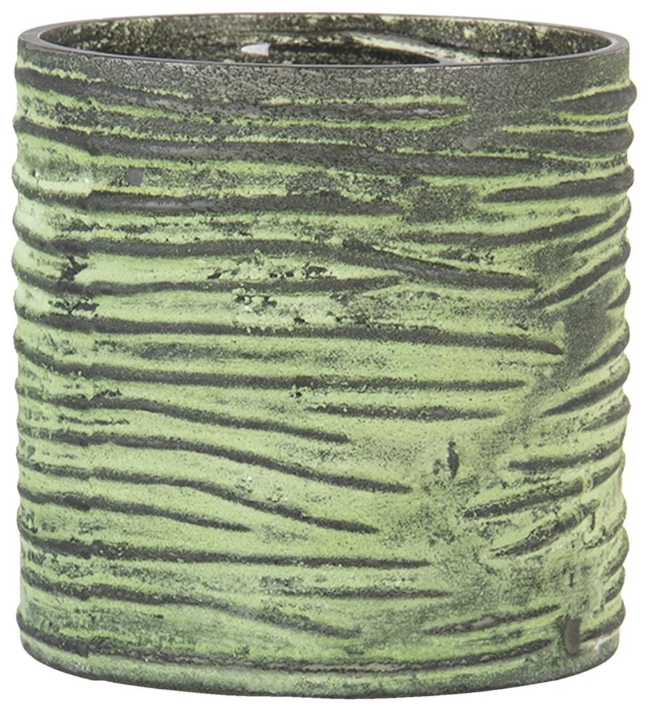 Šedo zelenkavý sklenený svietnik na čajovú sviečku - Ø 9 * 9 cm