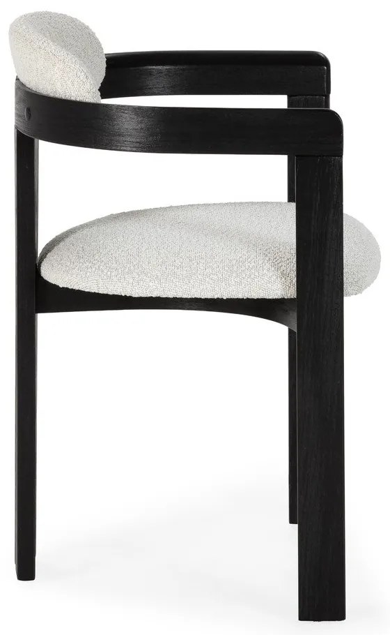 Biele/čierne čalúnené jedálenské kreslá v súprave s podrúčkami 2 ks Eiden – MOME