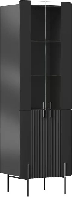 Vitrína Malmi 60 cm štvordverová - čierny mat / čierne nohy