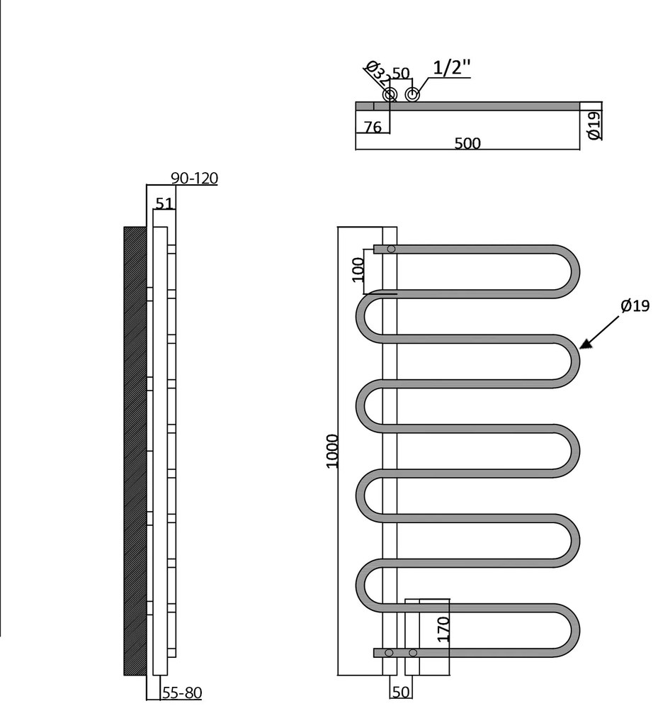 Sapho Sapho, CARISMA vykurovacie teleso 500x1000mm, chróm, 1801-14