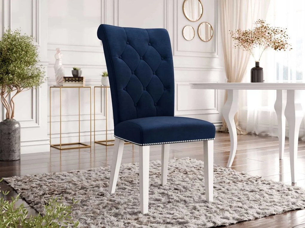 Čalúnená jedálenská stolička Piewik, Dostupné poťahy: Magic Velvet 2209, Farby nožičiek: čierna