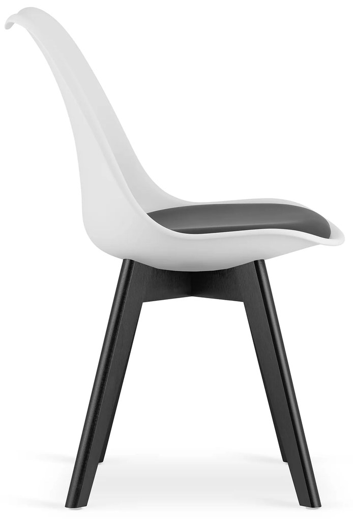 Bielo-čierna stolička BALI MARK s čiernymi nohami