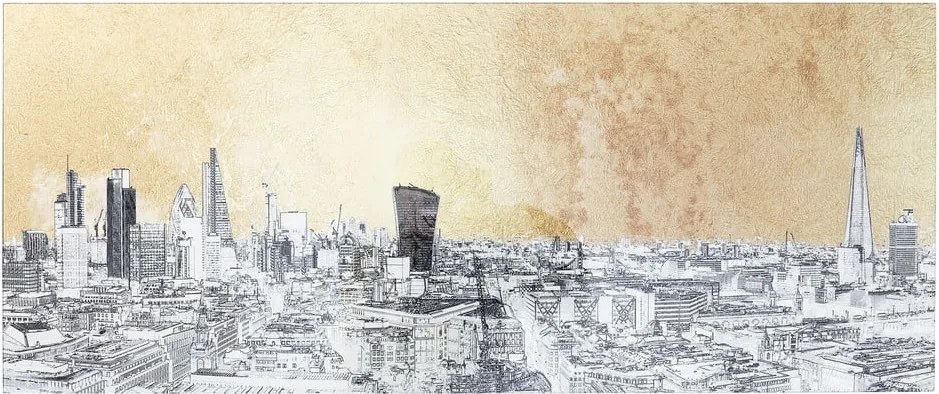 Zasklený obraz Kare Design London View, 120 × 50 cm