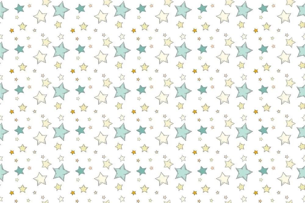 Tapeta vesmírne hviezdičky s bielym pozadím - 75x1000 cm