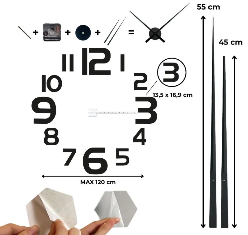 Nalepovacie hodiny na stenu - moderné 3D hodiny I SENTOP 12S034