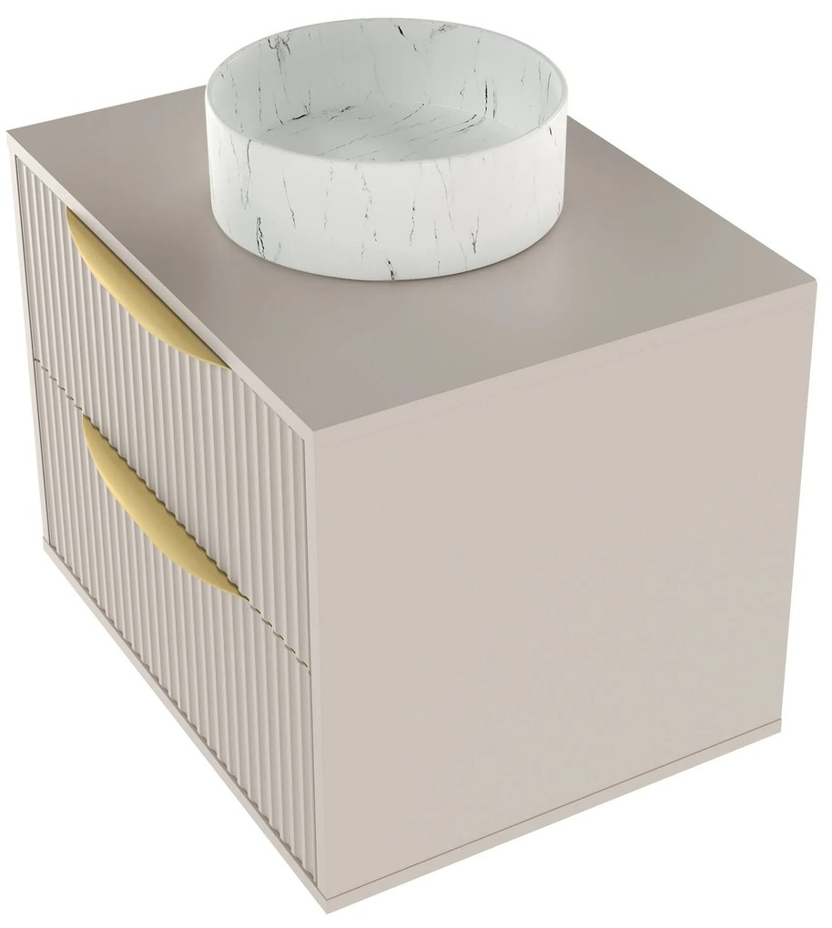 Závěsná skříňka pod umyvadlo Avila s deskou 60 cm kašmír/zlatá