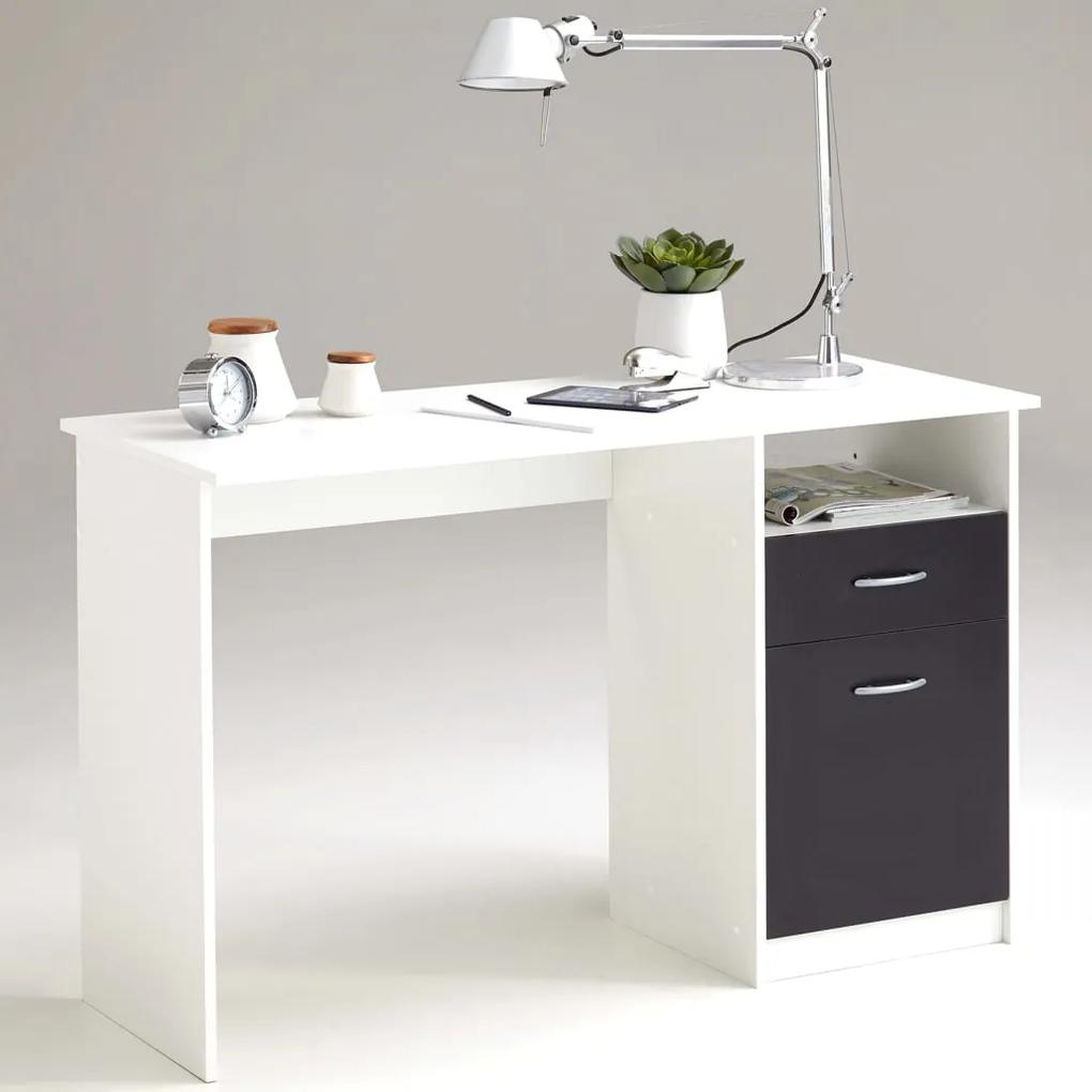FMD Stôl s 1 zásuvkou 123x50x76,5 cm čierno-biely 3004-001