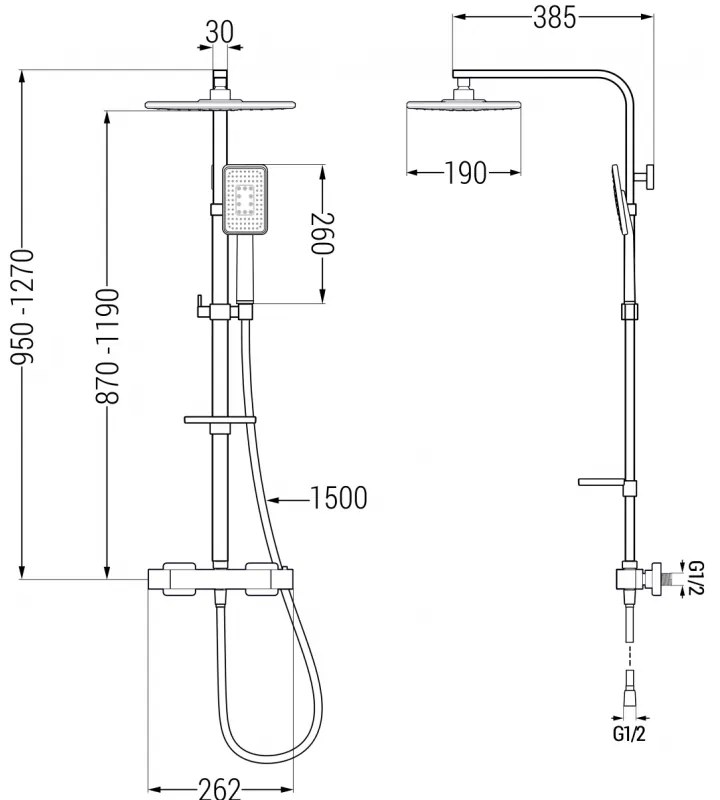 Mexen - CQ54 sprchový set s termostatickou batériou Cube, čierna, 772505495-71