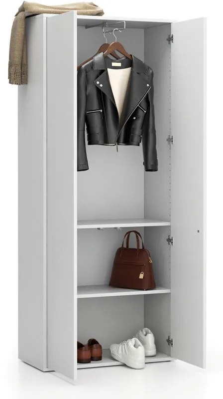 Kancelárska šatníková skriňa LAYERS, výsuv, 800 x 400 x 1905 mm, biela