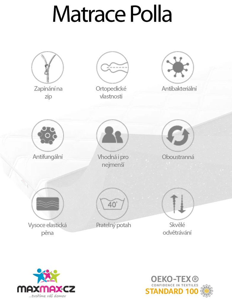 Detský matrac LUX COMFORT POLLA 180x90x12 cm - HR pena