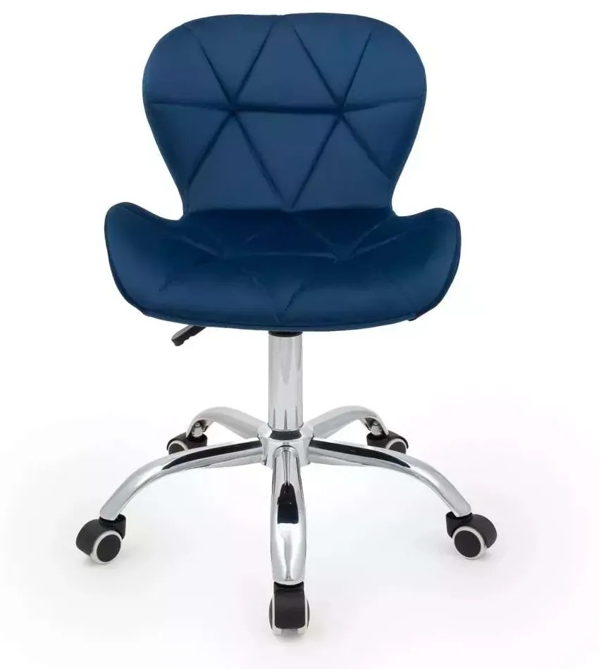LuxuryForm DESIGN Stolička LIVIO VELUR na striebornej podstave s kolieskami - modrá
