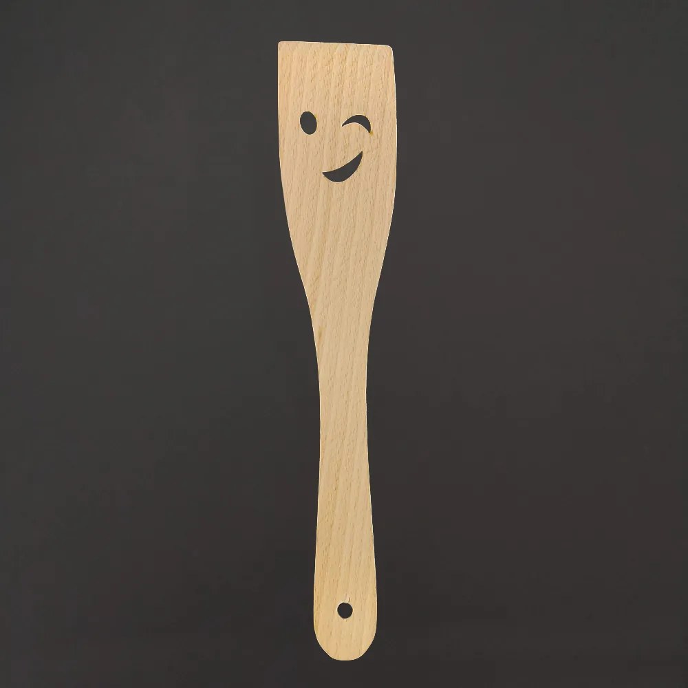 AMADEA Drevená obracačka s úsmevom, masívne drevo, dĺžka 28 cm
